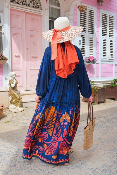 LOCCO Orange Patterned Mixed Dress