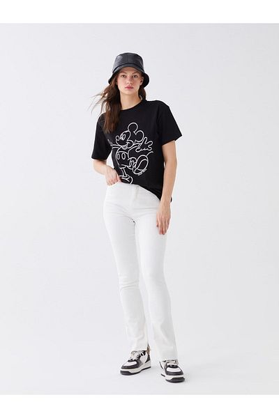 LC Waikiki Γυναικείο τζιν παντελόνι High Waist Flare Straight Leg Slit