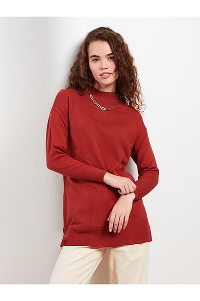 LC Waikiki LCW Modest - Women's Knitwear Tunic, Half Turtleneck, Solid Long Sleeve