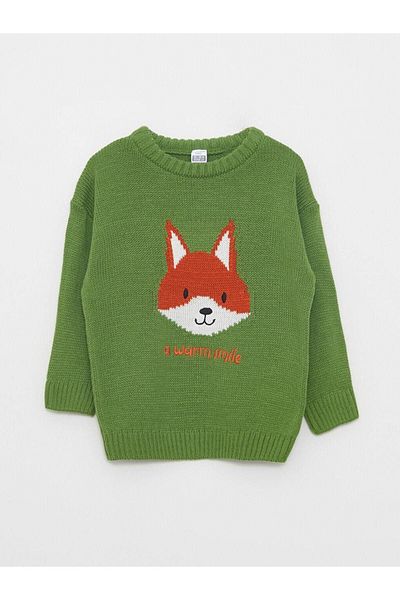 LC Waikiki LCW baby Crew Neck Long Sleeve Patterned Baby Boy Knitwear Sweater