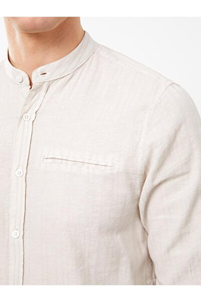 LC Waikiki Чоловіча сорочка LCWAIKIKI Classic Regular Fit з довгим рукавом з лляної суміші