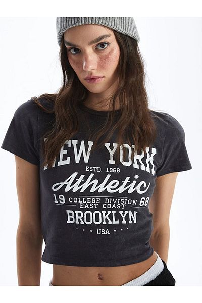 LC Waikiki XSIDE Crew Neck Printed Short Sleeve Women's Crop Crop