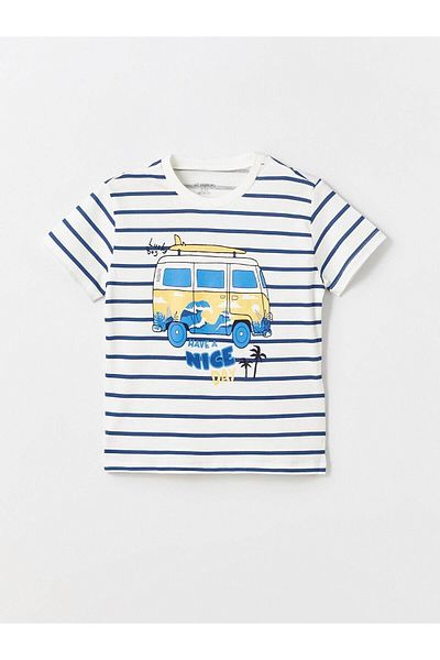 LC Waikiki LCW Baby Crew Neck Printed T-Shirt and Shorts for Baby Boy - Set of 2