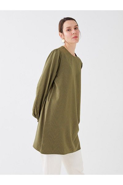 LC Waikiki Crew Neck Patterned Long Sleeve Satin Women's Tunic