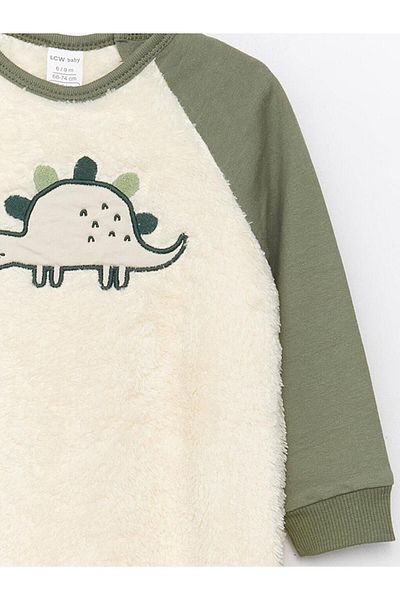 LC Waikiki LCW baby Crew λαιμόκοψη μακρυμάνικο βελούδινο μωρό αγόρι με λεπτομέρεια κεντήματος