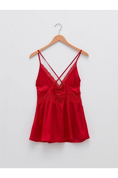 LC Waikiki Top de pijama de damă cu bretele cu dantelă cu decolteu în V