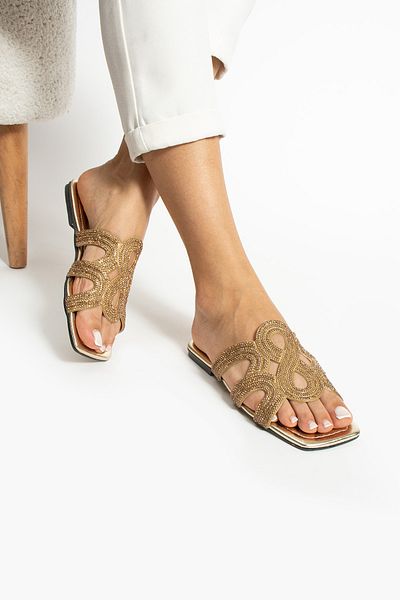 DC DONNA Stylish Slippers with Stone Detail