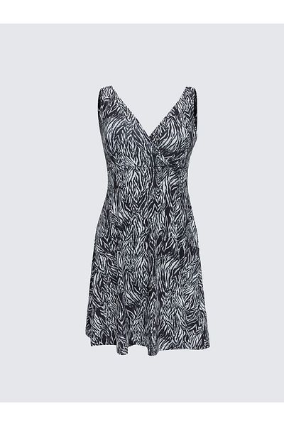LC Waikiki LCW DREAM Damen-Badeanzug mit V-Ausschnitt und Rock