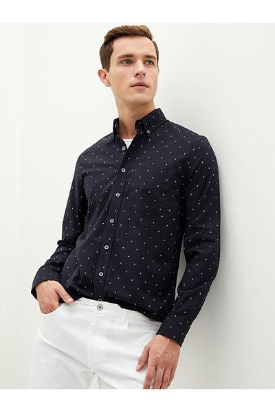 LC Waikiki Ανδρικό μακρυμάνικο πουκάμισο Oxford LCWAIKIKI Classic με κανονική εφαρμογή