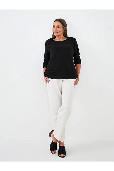 LC Waikiki Tricou cu mânecă lungă, cu decolteu în U, Grace, pentru femei