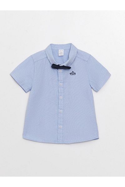 LC Waikiki Short Sleeve Embroidery Detailed Baby Boy Shirt and Bow Tie, Pack of 2