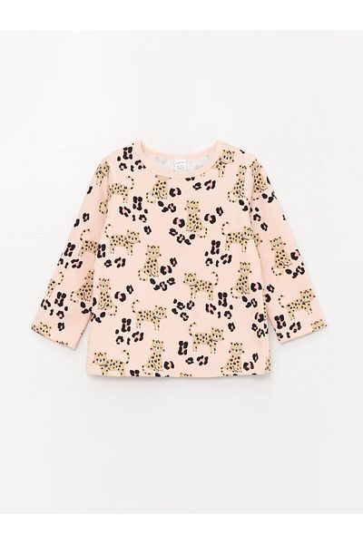 LC Waikiki Crew Neck Printed Baby Girl Pajama Set