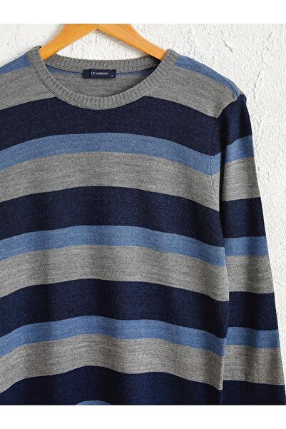 LC Waikiki Lcwaıkıkı Classic Bisiklet Yaka Çizgili Ince Triko Kazak