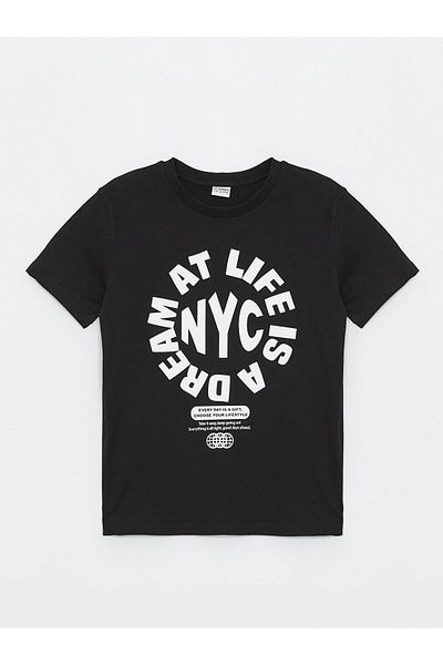 LC Waikiki Tricou LCW Copii Baieti - Decolteu Crew, Imprimat, mânecă scurtă