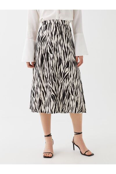 LC Waikiki A-vonalú mintás női szoknya elasztikus derékkal
