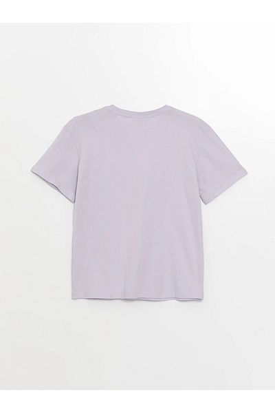 LC Waikiki Tricou pentru femei LCW Vision cu mânecă scurtă cu imprimeu cu decolteu triplu