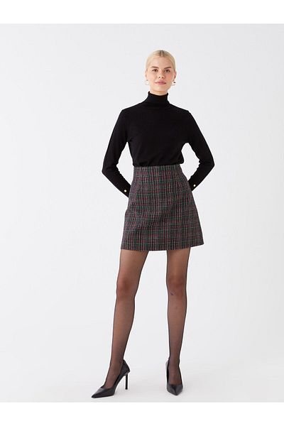 LC Waikiki Fusta de damă din tweed cu model cu fermoar în talie