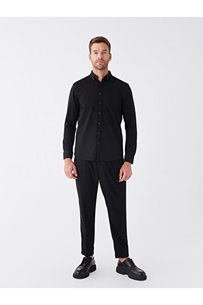 LC Waikiki LCWAIKIKI Classic Slim Fit Uzun Kollu Armürlü Erkek Gömlek