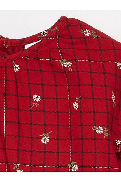 LC Waikiki Gemusterte Babybluse mit Rundhalsausschnitt
