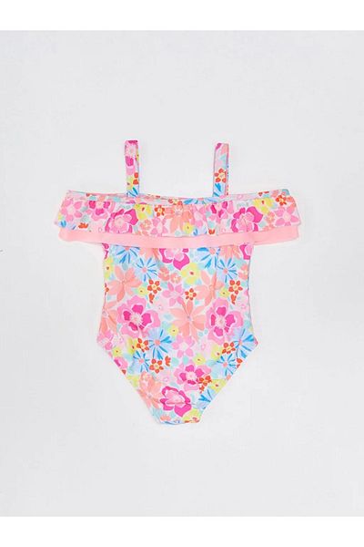 LC Waikiki Lcw Baby – Bedruckter Badeanzug mit Riemchendesign für Babymädchen