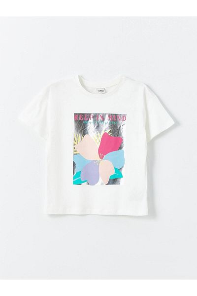 LC Waikiki LCW Kids Girls - Κοντομάνικο μπλουζάκι με στάμπα με λαιμόκοψη