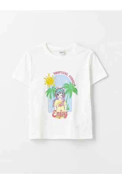 LC Waikiki Κοντομάνικο μπλουζάκι LCW Kids Girls - Crew Neck με στάμπα