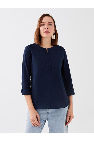 LC Waikiki High Collar Lace Detailed Long Sleeve Women's Blouse
