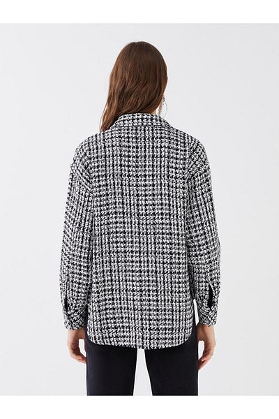 LC Waikiki Jachetă cămașă din tweed pentru femei, cu mânecă lungă, cu model LCW Vision
