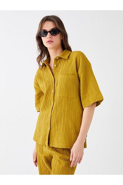 LC Waikiki Γυναικείο πουκάμισο LCW Vision ίσιο κοντομάνικο oversize