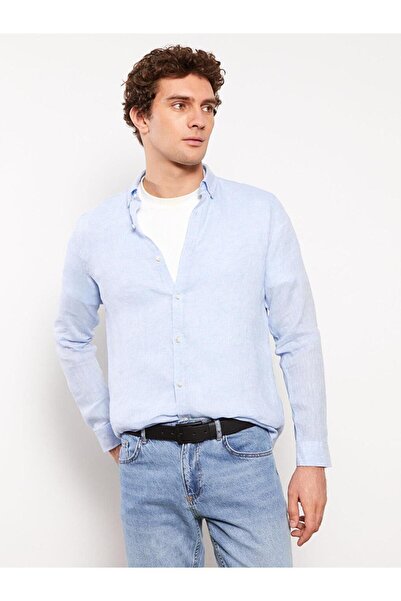 LC Waikiki LCW Vision Slim Fit Довгорукавна сорочка з суміші льону для чоловіків