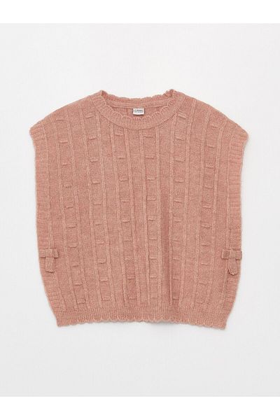 LC Waikiki Crew Neck Self-Patterned Girl's Knitwear Sweater