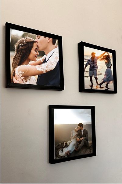 Verda Çerçeve 20x20 Cm fotografie completă 3 piese rame pătrate - adezive, 17,5x17,5 Cm fotografie