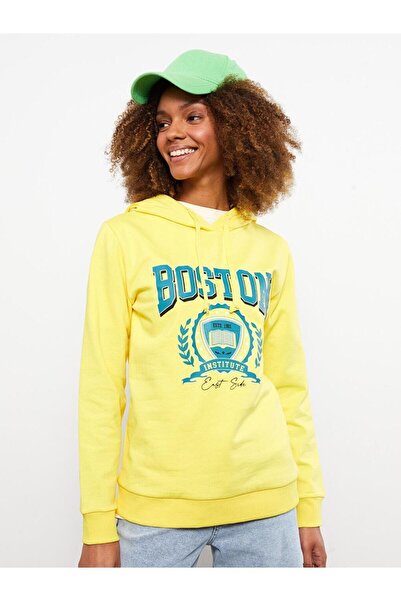 LC Waikiki LCW Casual Hooded Printed Long Sleeve Women's Sweatshirt