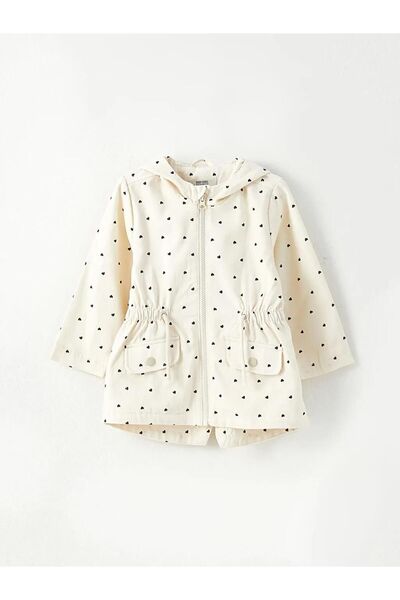 LC Waikiki baby Kapüşonlu Uzun Kollu Baskılı Kız Bebek Mont