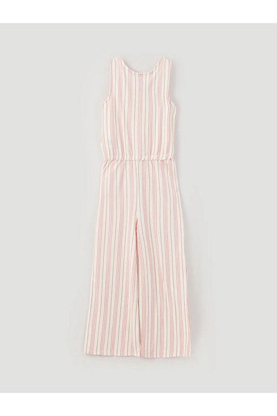 LC Waikiki Crew Neck Striped Girl's Jumpsuit