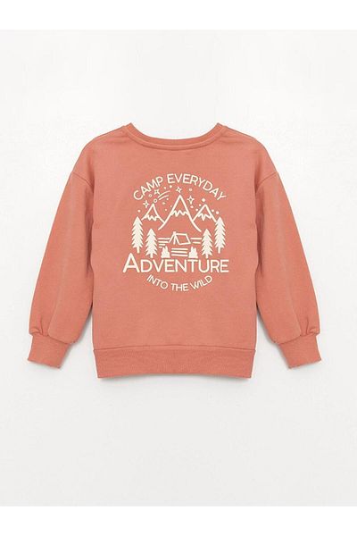 LC Waikiki LCW Kids Girls - Μακρυμάνικο φούτερ με στάμπα με λαιμόκοψη