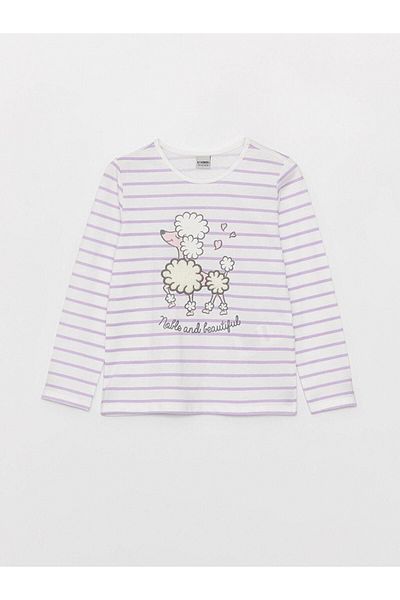 LC Waikiki LCW Kids Girls - Μακρυμάνικο μπλουζάκι με στάμπα με λαιμόκοψη