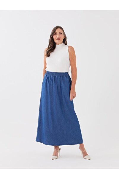 LC Waikiki Fusta de blugi pentru femei LCW Grace cu talie elastică A croială (S3)