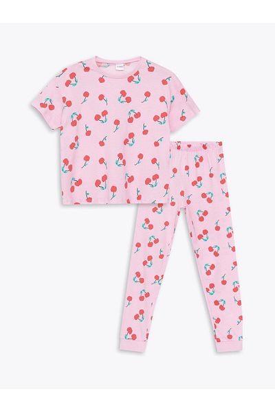LC Waikiki Girl - Crew Neck Printed Short Sleeve Pajama Set