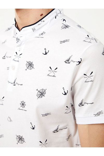 LC Waikiki Ανδρικό κοντομάνικο μπλουζάκι Lcw Casual - με στάμπα γιακά
