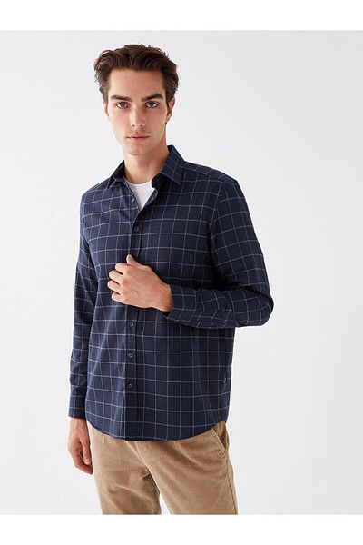 LC Waikiki SOUTHBLUE Regular Fit Long Sleeve Plaid Men's Shirt