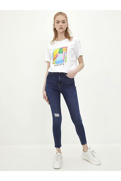 LC Waikiki Blugi LCW Pantaloni de damă cu talie înaltă, super skinny, cu buzunar
