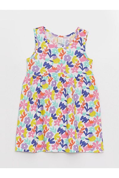 LC Waikiki Patterned Crew Neck Baby Girl Dress