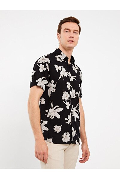 LC Waikiki LCWAIKIKI - Ανδρικό πουκάμισο βισκόζης, κοντό μανίκι, στάμπα, κλασ...