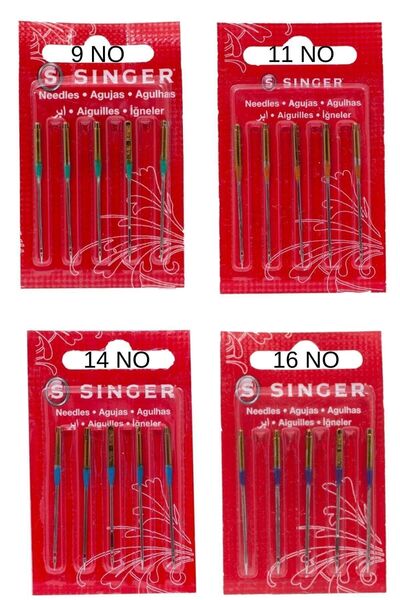 SİNGER Ev Tipi Makinelere Uygun Dikiş Makinesi Iğne Seti ( 10, 12,14 Ve 16 No) 2045