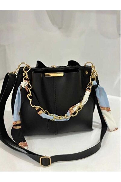 Eylül Geantă din piele moale cu eșarfă și accesoriu cu lanț