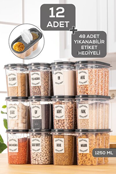 Herza House 12 x 1250 ml Oval Erzak Saklama Kabı