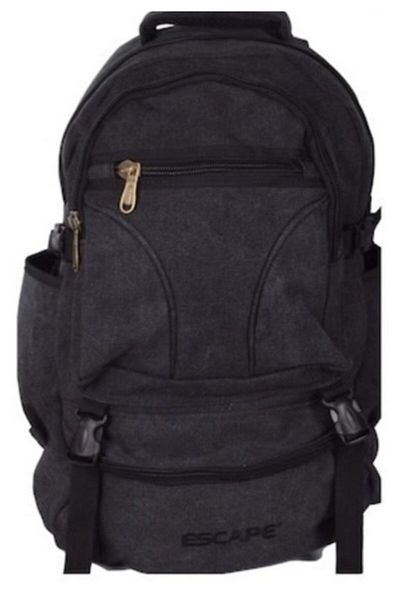 ESCAPE Unisex Black Canvas Fabric Mountaineer Backpack