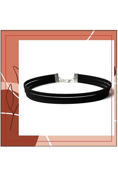 Bijustore Black Color Suede Women's Choker Necklace