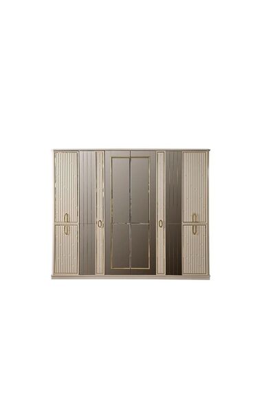 mobilyabazari Bahar Yatak Odası 6 Kapılı Gardırop (vizon-bej))